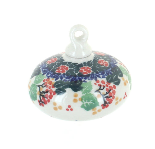 Polish Pottery Holly Flat Christmas Ornament