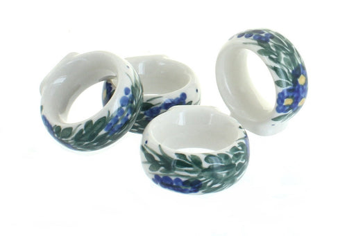 Polish Pottery Hyacinth Napkin Ring Set