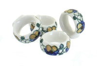 Polish Pottery Pansies Napkin Ring Set