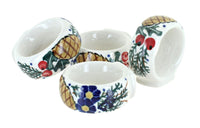 Polish Pottery Pinecone Napkin Ring Set