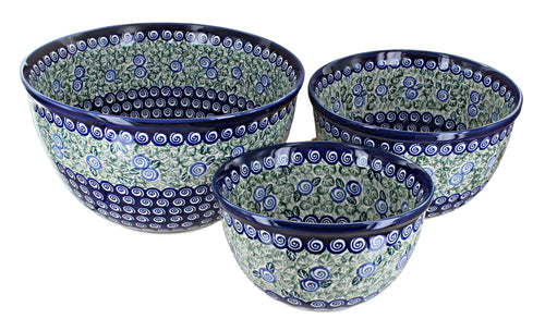 Polish Pottery Seaside Swirl Mixing Bowl Set