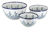 Polish Pottery Porcelain Vine Mixing Bowl Set