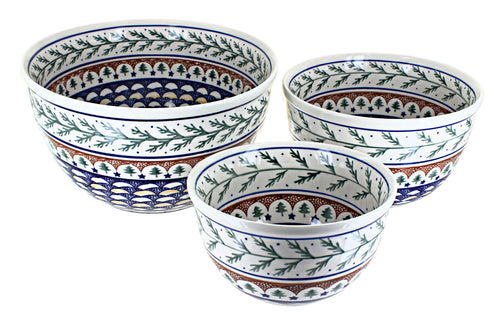 Polish Pottery Evergreen Mixing Bowl Set