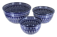 Polish Pottery Winter Nights 3PC Mixing Bowl Set