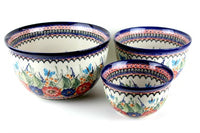 Floral Butterfly Mixing Bowl Set Polish Pottery