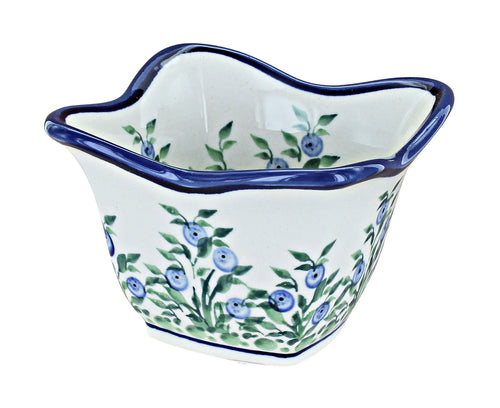 Polish Pottery Porcelain Vine Small Square Scallop Bowl