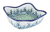 Polish Pottery Porcelain Vine Large Square Scallop Bowl