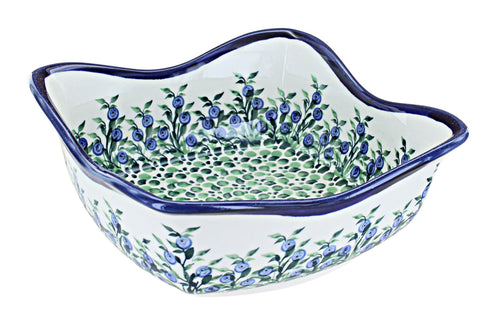 Polish Pottery Porcelain Vine Large Square Scallop Bowl