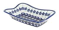 Polish Pottery Flowering Peacock Small Rectangular Tray