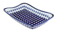 Polish Pottery Flowering Peacock Large Rectangular Tray