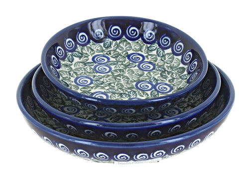 Polish Pottery Seaside Swirl 3 Piece Shallow Dish Set