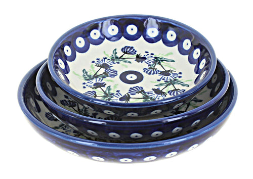 Polish Pottery Sweet Annie 3 Piece Shallow Dish Set