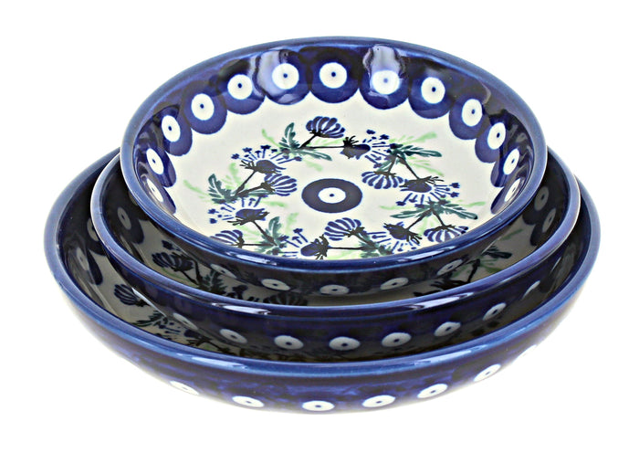 Polish Pottery Sweet Annie 3 Piece Shallow Dish Set