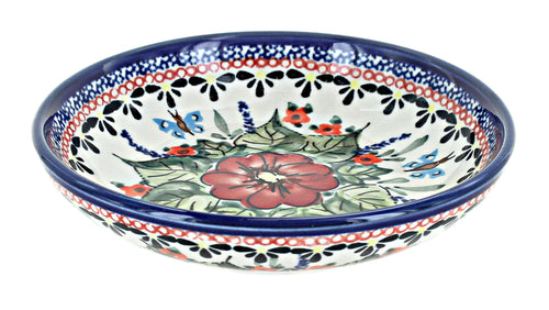 Polish Pottery Floral Butterfly Medium Shallow Dish