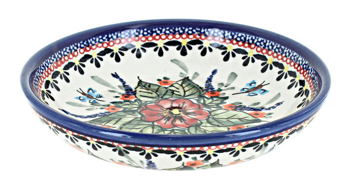 Polish Pottery Floral Butterfly Large Shallow Dish