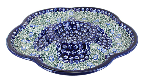 Polish Pottery Seaside Swirl Chip & Dip Tray