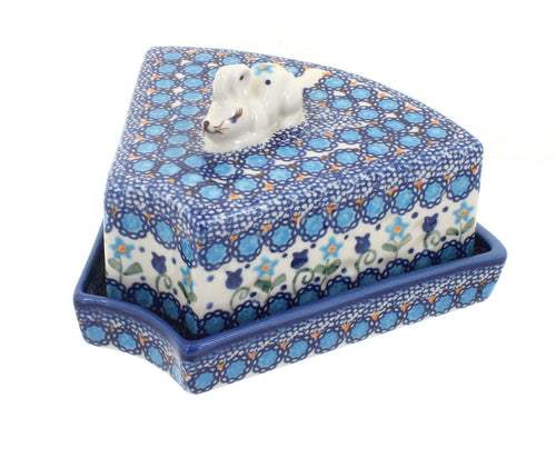 Polish Pottery Savannah Cheese Dish with Mouse