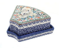 Polish Pottery Garden of Eden Cheese Dish with Mouse