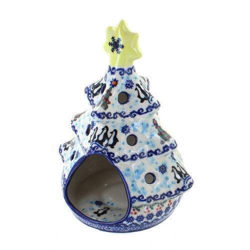Arctic Holidays Christmas Tree Luminary Polish Pottery