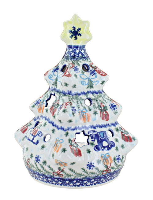 Polish Pottery Christmas Bounty Christmas Tree Luminary