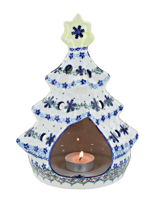 Winter Celebration Christmas Tree Luminary Polish Pottery