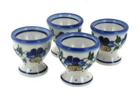 Polish Pottery Pansies Egg Cup Set