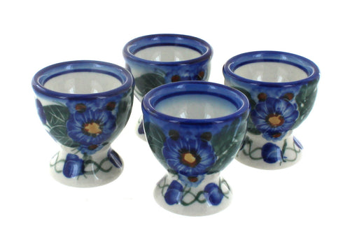 Polish Pottery Forget Me Not Egg Cup Set