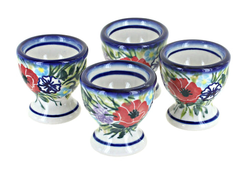 Polish Pottery Summer Garden Egg Cup Set