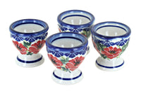Polish Pottery Cherry Red Bouquet Egg Cup Set