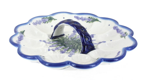 Polish Pottery Lavender Fields Egg Plate