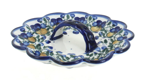 Polish Pottery Pansies Egg Plate