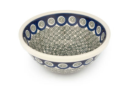 Peacock Swirl Cereal/Soup Bowl Polish Pottery
