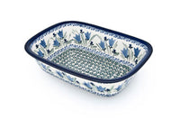 Blue Tulip Loaf Baker Polish Pottery