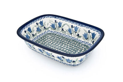 Blue Tulip Loaf Baker Polish Pottery