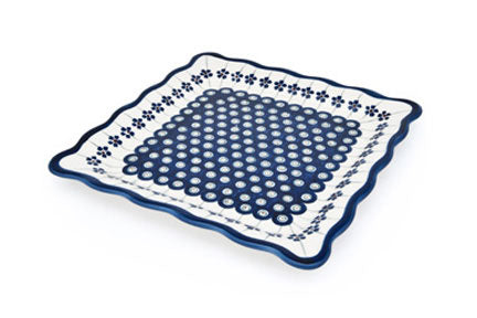 Flowering Peacock Square Lunch Plate Polish Pottery