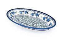 Blue Tulip Small Oval Platter Polish Pottery