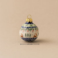Reindeer Delight Small Christmas Ball Polish Pottery