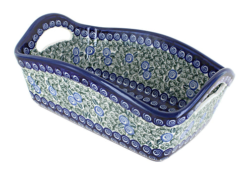 Polish Pottery Seaside Swirl Basket With Handles