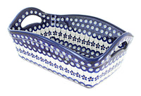 Polish Pottery Flowering Peacock Basket with Handles
