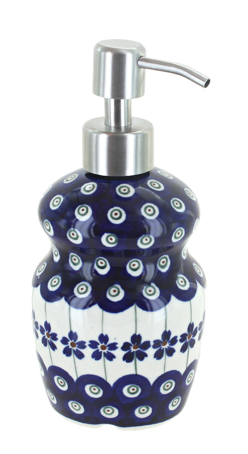 Polish Pottery Flowering Peacock Soap Dispenser