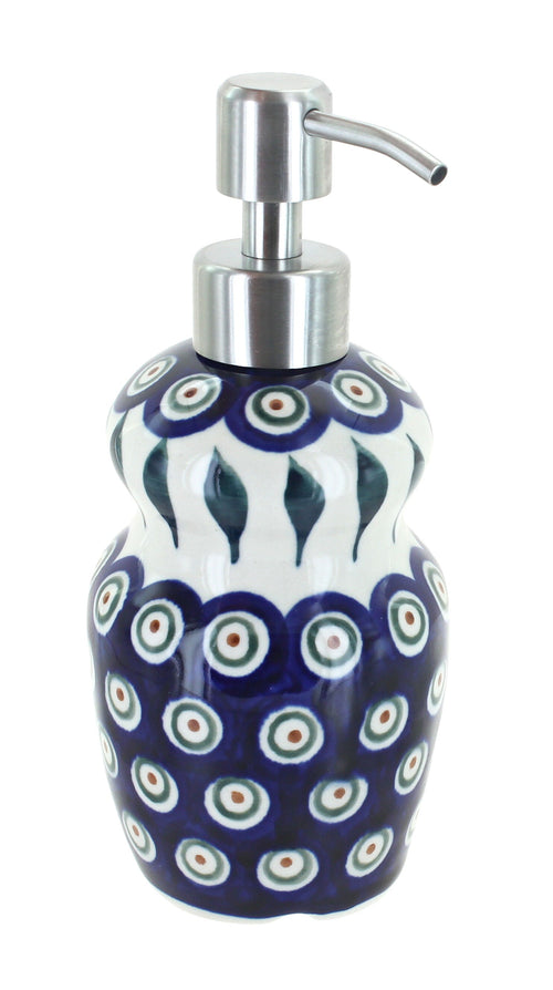 Polish Pottery Peacock Soap Dispenser
