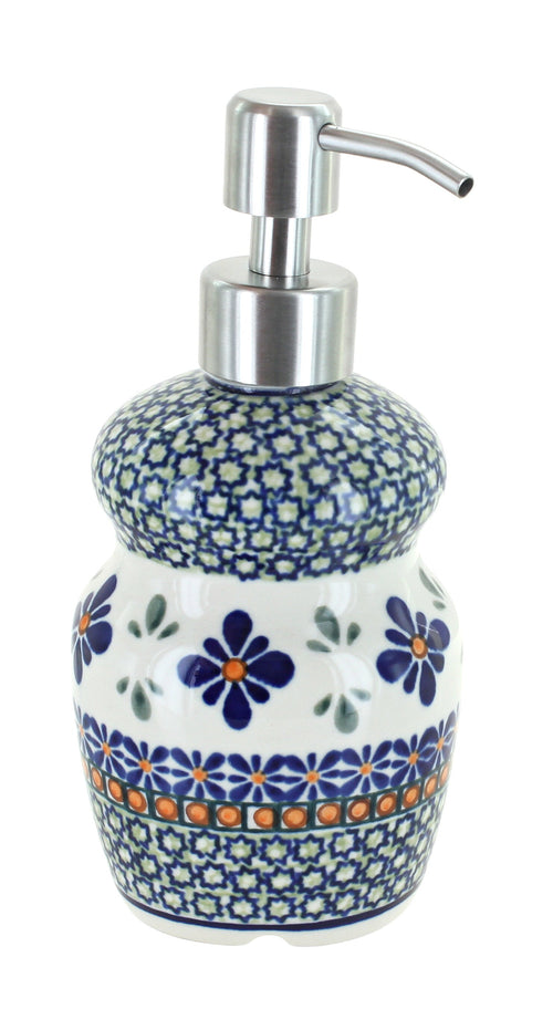 Polish Pottery Mosaic Flower Soap Dispenser