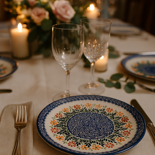Garden Bouquet Dinner Plate Polish Pottery