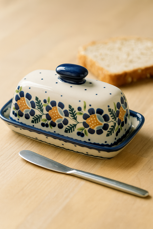Sunflower Butter Dish Polish Pottery