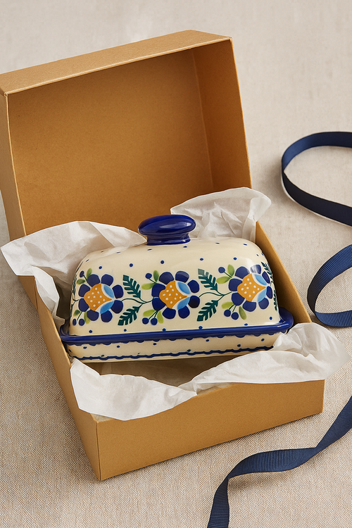 Sunflower Butter Dish Polish Pottery