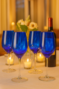 Cobalt Confetti Wine Glass Set Polish Pottery