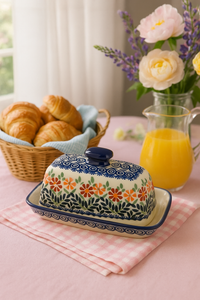 Garden Bouquet Butter Dish Polish Pottery