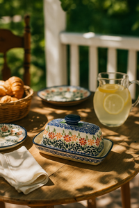 Garden Bouquet Butter Dish Polish Pottery