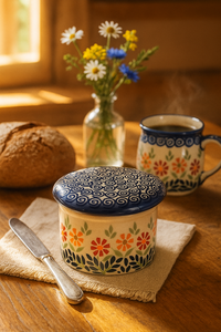 Garden Bouquet French Butter Dish Polish Pottery