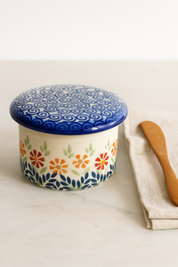 Garden Bouquet French Butter Dish Polish Pottery